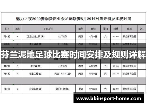 芬兰泥地足球比赛时间安排及规则详解